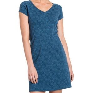 Kuhl Oriana Open Back Short Sleeve Tidal Blue Dress Size M